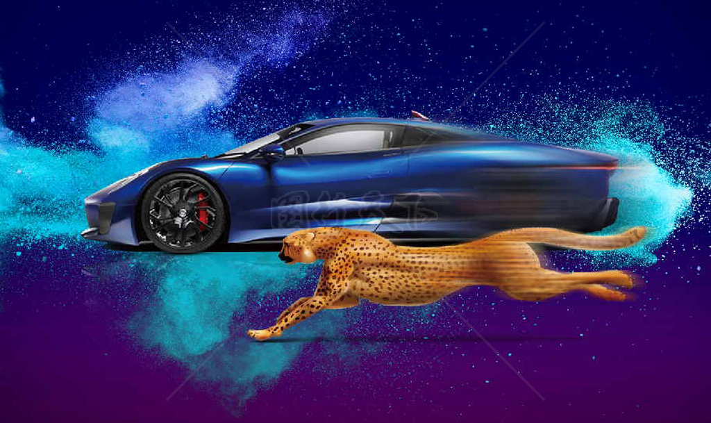 汽车猎豹奔跑速度车展海报