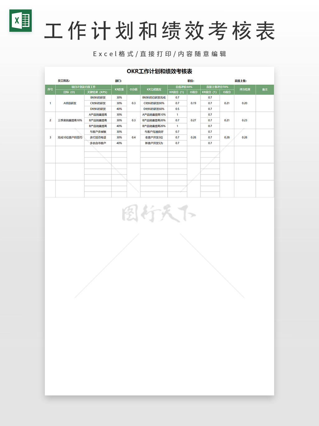 工作计划和绩效考核表